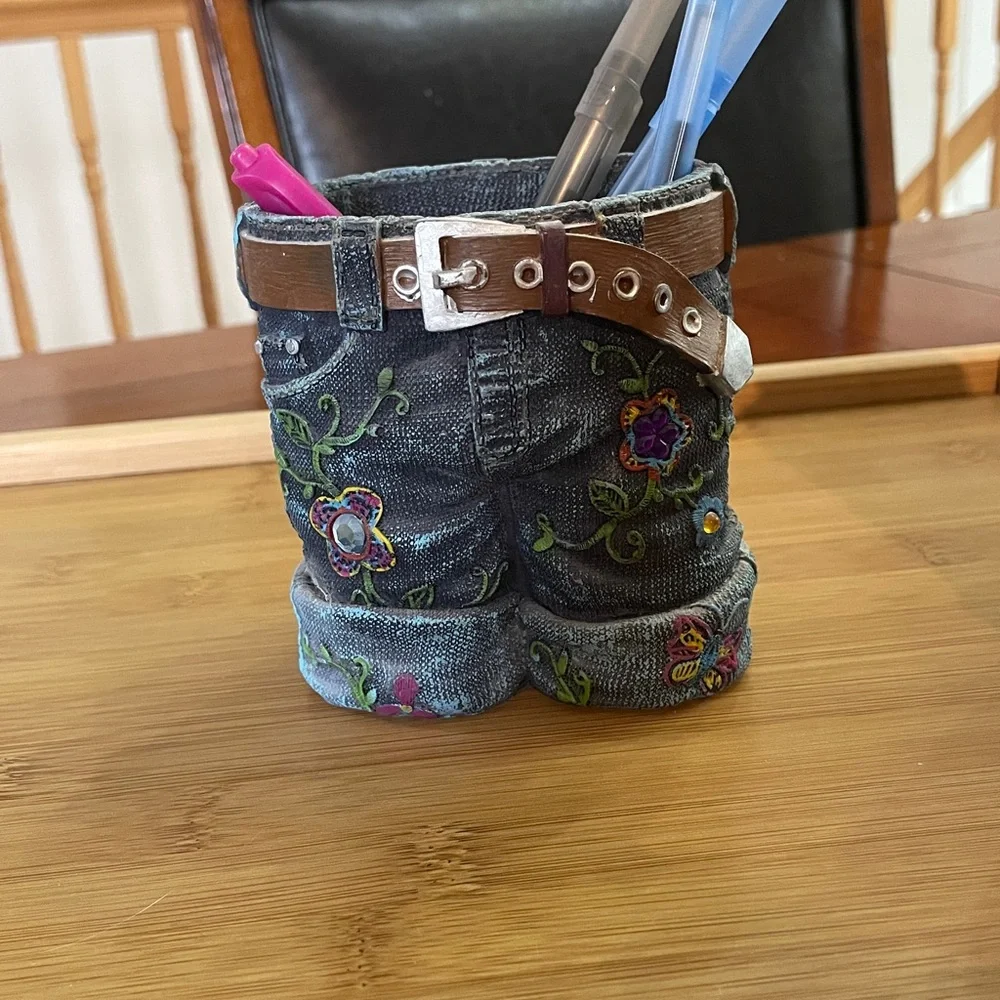 Denim Butterfly Pen Holder